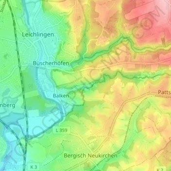 Wietsche topographic map, elevation, terrain