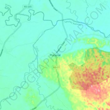 Platanal topographic map, elevation, terrain