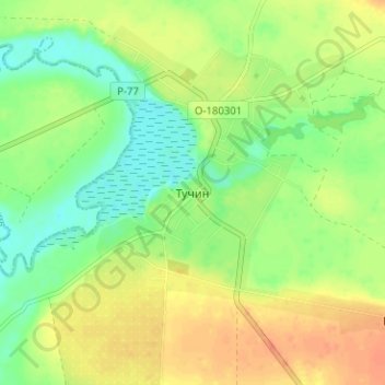 Tuchyn topographic map, elevation, terrain