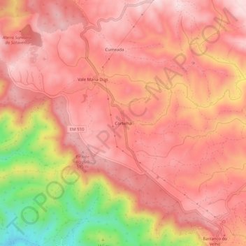 Cortelha topographic map, elevation, terrain