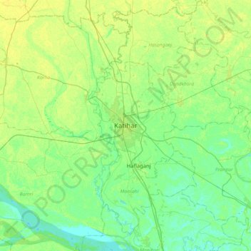 Katihar topographic map, elevation, terrain