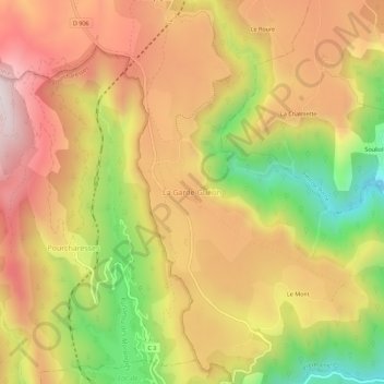 La Garde-Guérin topographic map, elevation, terrain