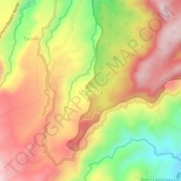 Arabika topographic map, elevation, terrain