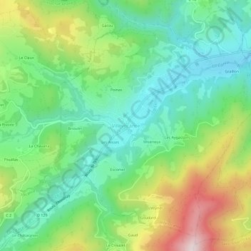 Villevocance topographic map, elevation, terrain