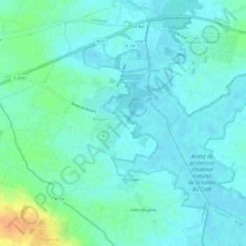 Saint-Gilles topographic map, elevation, terrain