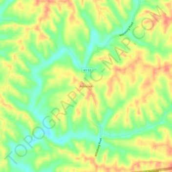 Ashbrook topographic map, elevation, terrain