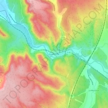 Roquefavour topographic map, elevation, terrain