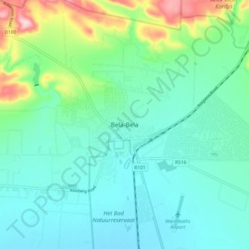 Bela-Bela topographic map, elevation, terrain