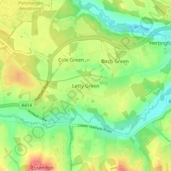 Letty Green topographic map, elevation, terrain