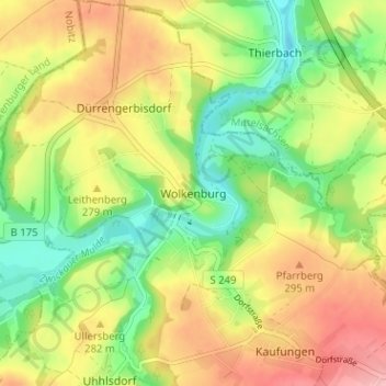 Wolkenburg topographic map, elevation, terrain
