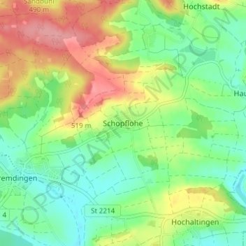 Schopflohe topographic map, elevation, terrain