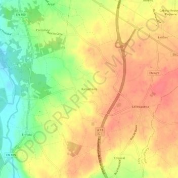Ramalheiro topographic map, elevation, terrain