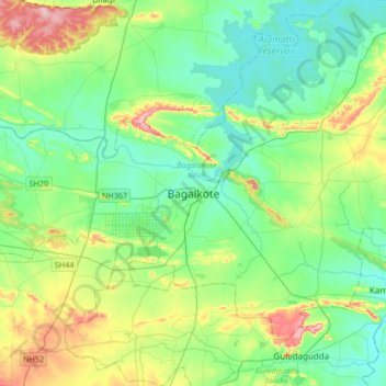 Bagalkote topographic map, elevation, terrain