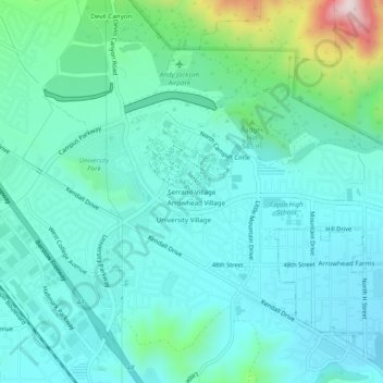 Serrano Village topographic map, elevation, terrain