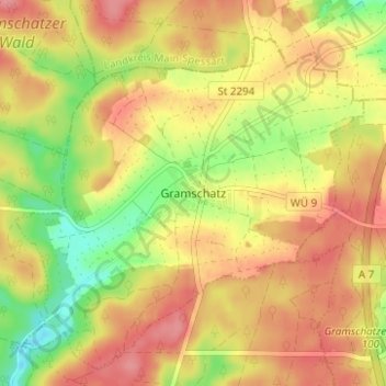 Gramschatz topographic map, elevation, terrain