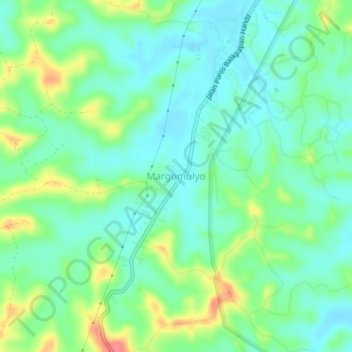 Margomulyo topographic map, elevation, terrain