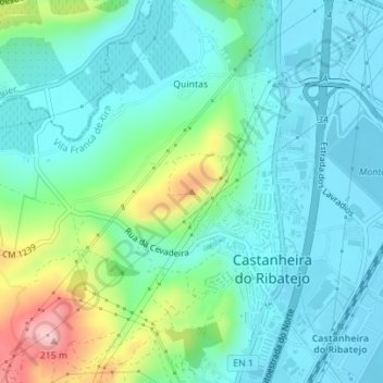 Castanheira topographic map, elevation, terrain
