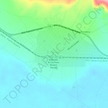 El Carmen Rivero Torres topographic map, elevation, terrain