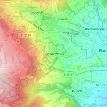 Rüdenschwinden topographic map, elevation, terrain