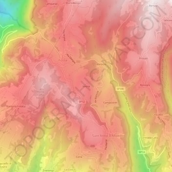 Vaona topographic map, elevation, terrain