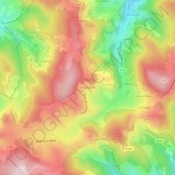 Les Chapuis topographic map, elevation, terrain