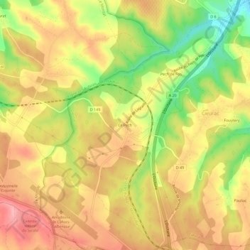Le Pech topographic map, elevation, terrain