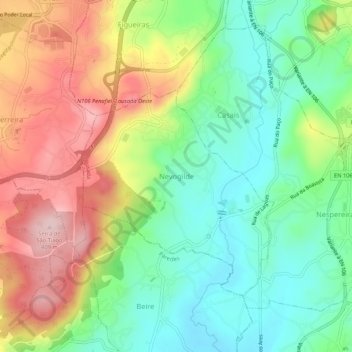 Nevogilde topographic map, elevation, terrain