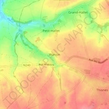 Wansin topographic map, elevation, terrain