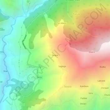 Gugua topographic map, elevation, terrain