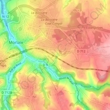 Le Verger topographic map, elevation, terrain
