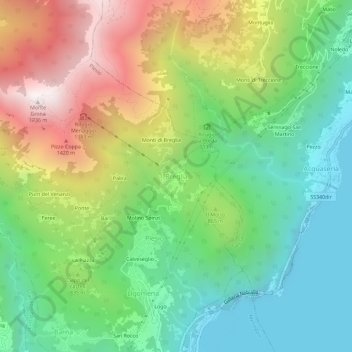 Breglia topographic map, elevation, terrain