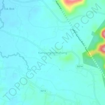 Kampung Kemahang topographic map, elevation, terrain