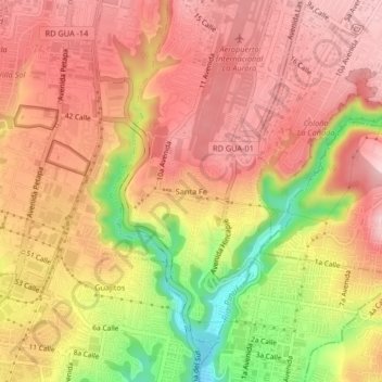 Santa Fe topographic map, elevation, terrain
