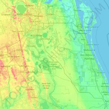 Osceola County topographic map, elevation, terrain