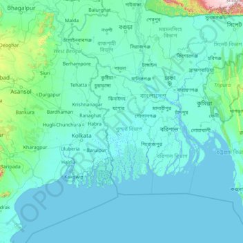 Khulna Division topographic map, elevation, terrain