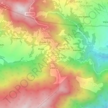 Deurali topographic map, elevation, terrain