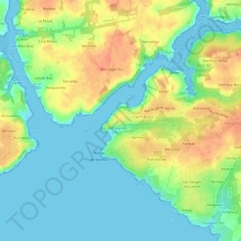 Kerfany Les Pins topographic map, elevation, terrain