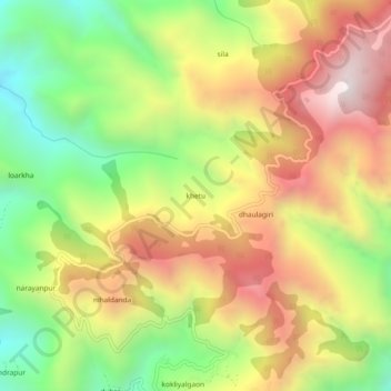 khetu topographic map, elevation, terrain