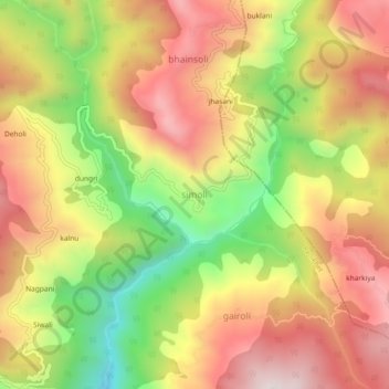 simoli topographic map, elevation, terrain