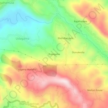 Ihalagama topographic map, elevation, terrain