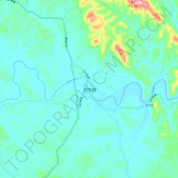 洪市镇 topographic map, elevation, terrain
