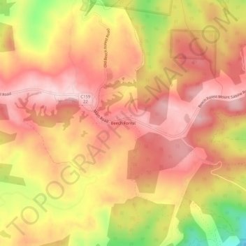 Beech Forest topographic map, elevation, terrain