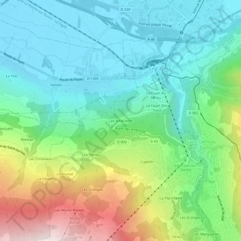 Les Amerands topographic map, elevation, terrain