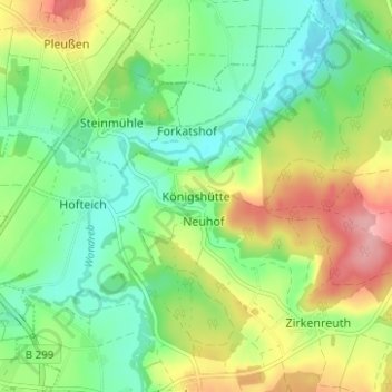 Königshütte topographic map, elevation, terrain