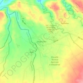 Santa Clara topographic map, elevation, terrain