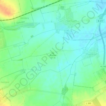 Rießen topographic map, elevation, terrain