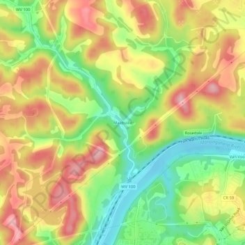 Maidsville topographic map, elevation, terrain