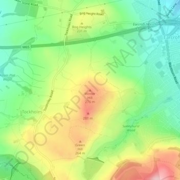 Winter Hill topographic map, elevation, terrain