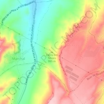 Cerro del Tesoro topographic map, elevation, terrain