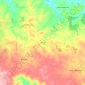 Zambujal topographic map, elevation, terrain